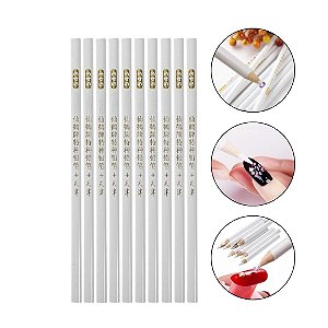 Kit 10 Lápis de Cera Siliconada Pega Strass Pérola Aplique Pedraria Decoração Unhas Manicure Nail Art