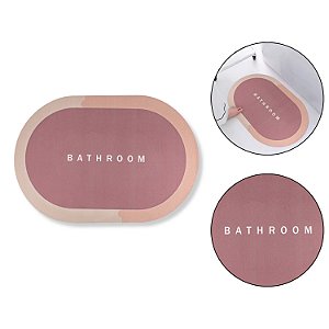 Tapete Arredondado Rosa Bathroom Emborrachado Segurança Antiderrapante Banho Box Banheiro Textura Seca Rápido