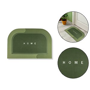 Tapete Reto Home Verde Entrada Porta Casa Apartamento Antiderrapante Emborrachado Seca Fácil Decoração