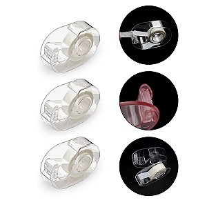 Kit 3 Porta Fita Adesiva Suporte Acrílico Transparente Resistente Durex Dispenser Pequeno