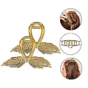 Kit 2 Presilhas Metal Formato Ramos Folhas Flores Cabelos Penteados Acessório Resistente Inox Design Moderno