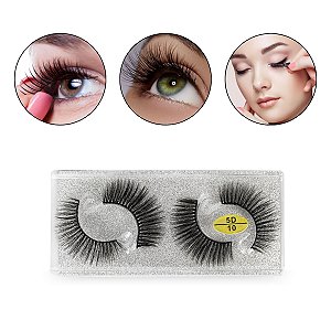 Kit 2 Pares Cílios Postiços 5D Volume Natural Curvatura Suave Alongamento 10mm Leve Confortável Reutilizável