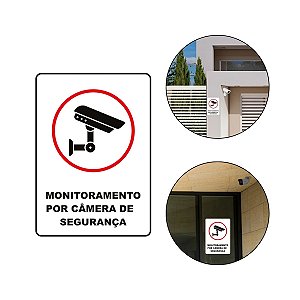 Placa Monitoramento Câmera Segurança Chapa PVC 28x20cm