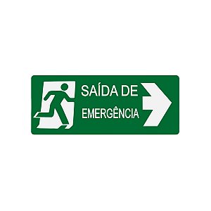 Placa de Plástico Vinil Saída de Emergência Direita 30x13 cm