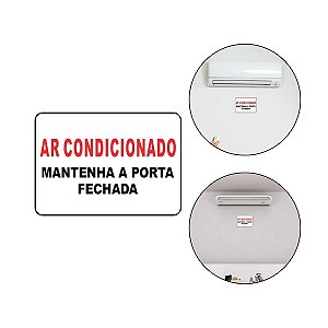 Placa Sinal Ar Condicionado Mantenha Porta Fechada 21x15 cm