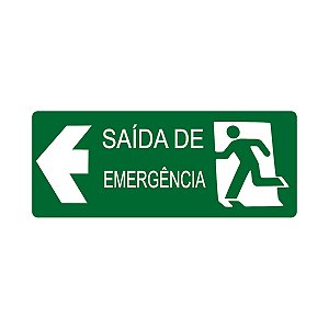 Placa Sinalização Saída Emergência Esquerda Escola 30x13 cm
