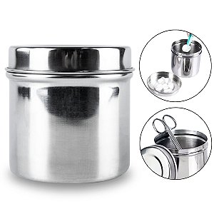 Frasco Armazenamento Aço Inox 8CM Gaze Algodão Consultório