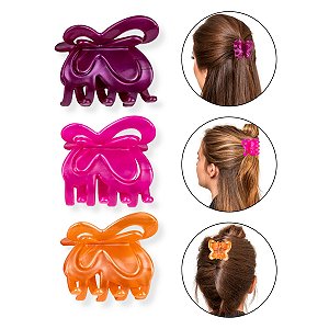 Kit 12 Presilha Cabelo Borboleta Colorida Perolada Penteado