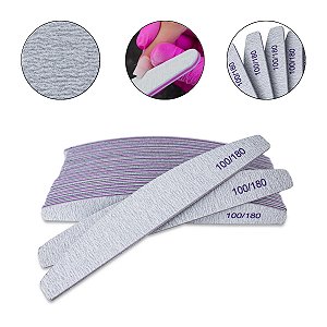 Kit 20 Lixa Lavável 100/180 Reutilizável Unhas de Gel Fibra