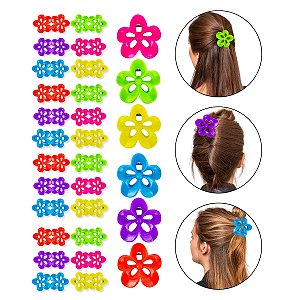 Kit 48 Presilha Prendedor Acessório Cabelo Flor Multicolor