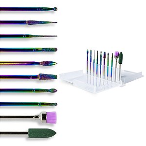 Kit 10 Brocas Diamantada Escovinha Polidora + Caixa Suporte