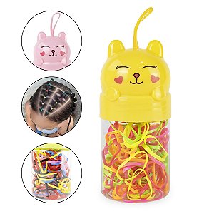 Pote Bichinho 150 Mini Elásticos Colorido Penteado Infantil