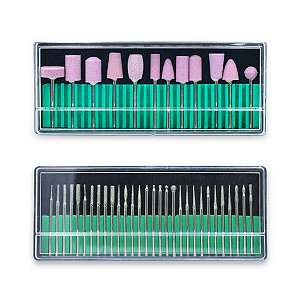 Kit 30 Brocas Diamantadas + 12 Brocas Polimento Unhas de Gel