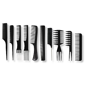 Kit 10 Pente Cabeleireiro Profissional Penteado Trança Corte