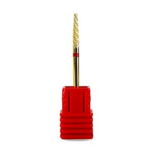 Broca Tungstênio Dourada F-Gold Small Cone Unha Gel Fibra