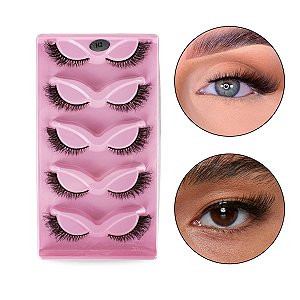 Kit 5 Pares Cílios Postiços Efeito Cat Eyes Olhos de Gato H2