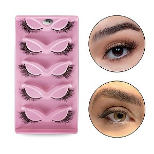 Kit 5 Pares Cílios Postiços H3 Olhos de Gato Lifting Natural