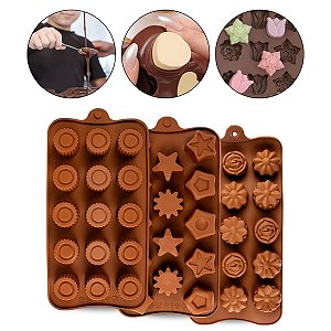 Kit 3 Forma Silicone Confeitaria Molde Doce Vela Gelo Bombom