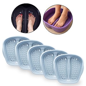 Kit 5 Bacias Pedicure Anatômica Pés Unhas Fundo com Relevo