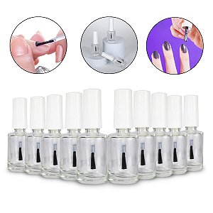 Kit 10 Frascos de Vidro Reutilizável Esmalte 10ml Manicure