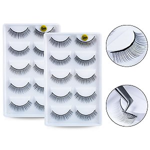 Kit 10 Pares Cílios 10mm Treino Pratica Extensão Alongamento