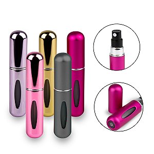 Kit 5 Porta Perfume Frasco Spray Recarregavel Portátil Bolso