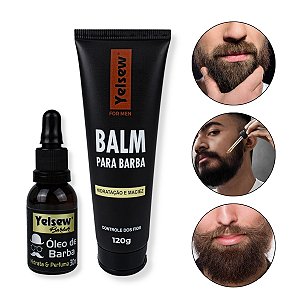 Kit Óleo de Barba 30ml + Balm Barba Hidratação 120g Yelsew