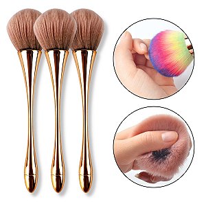 Kit 3 Pincéis Espanador Ergonômico Cerda Grande Macia Unha