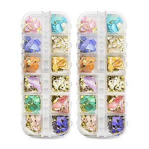 Kit 24 Madrepérola Glitter Encapsulamento Decoração Unha Gel