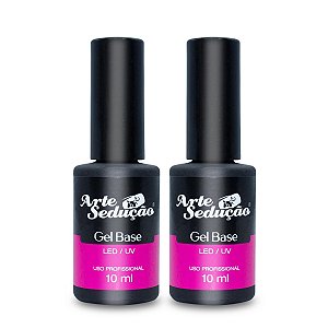 Kit 2 Gel Base Transparente Unha de Gel 10ml Arte Sedução