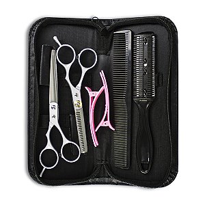 Kit Tesouras + Presilhas + Pente Ponta Dupla+ Pente Aparador