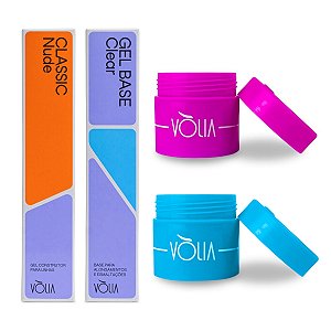Kit Sachê Gel Base 12g + Classic Nude 14g + 2 Potes Vòlia