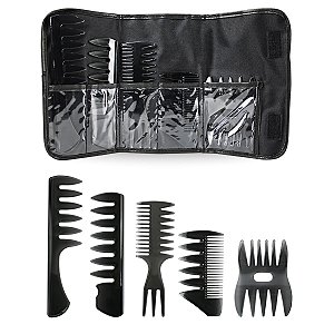 Kit 5 Pentes Profissional Cabelo Cacheado Crespo + Estojo