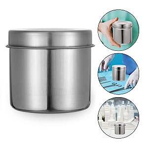 Pote Aço Inox 9cm Porta Gaze Algodão Dentista Podologia