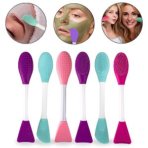 Kit 6 Espátulas Dupla Limpeza Pele Skincare Máscara Facial