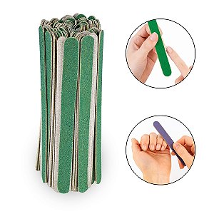 Kit 100 Lixas de Unhas 13cm Descartáveis Manicure Colorida