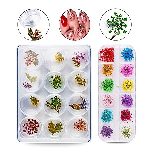 Kit 24 Flores Secas Decoração Encapsulamento Unhas Nail Art