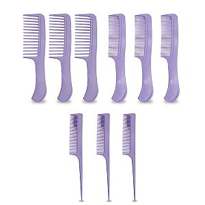 Kit 9 Pentes Grande Médio Fino Ponta Agulha Cabelo Penteado