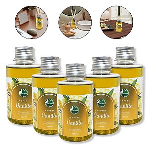 Kit 5 Aromatizador Ambiente Difusor Vanilla Baunilha 200ml