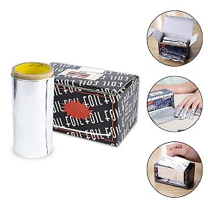 Rolo Foil 50m Alumínio + Caixa Serrilhada Remoção Unhas Gel