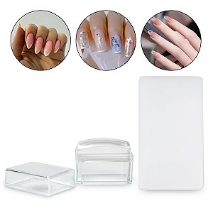 Carimbo de Silicone + Raspador Plástico Francesinha Unhas