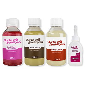 Kit Base Cálcio + Base Fosca + Removedor + Óleo Cutículas