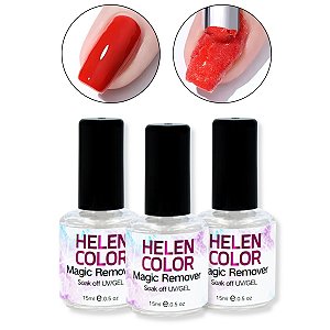 Kit 3 Removedor Esmalte Gel Helen Color Magic Remover Nail