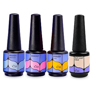 Kit Top Coat+ Desidrat+ Primer Ácido+ Primer sem Ácido Vòlia