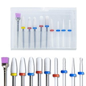 Kit 10 Brocas Cerâmica Escovinha Unhas de Gel Lixadeira