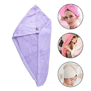 Touca Banho Toalha Mágica Microfibra Secagem Rápida Cabelo