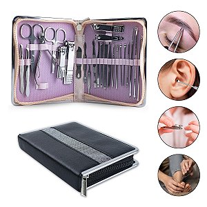 Kit 25 Instrumento Inox Manicure Pedicure Sobrancelha Estojo