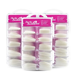 Kit 300 Tips Unhas Postiças Bailarina Realista Arte Sedução