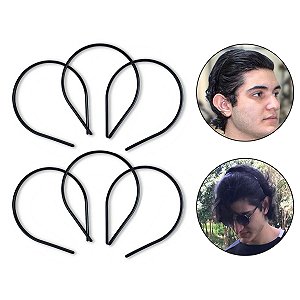 Kit 12 Arcos Plásticos de Cabelo Masculino Tiara Fina 6mm