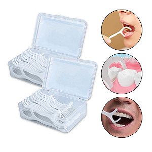 Kit 100 Fio Haste Dental Palito Descartável Higiene Bucal